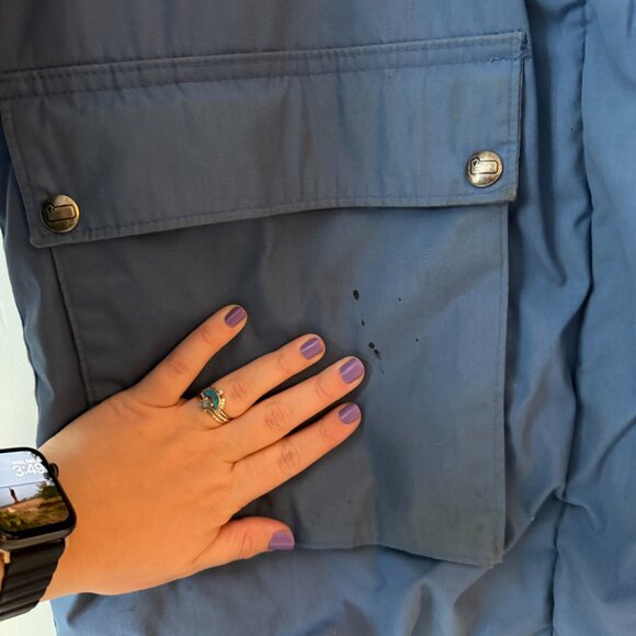 Vintage Woolrich Chore Jacket Flannel Lined Blue Oversized Size Large - Picture 6 of 12